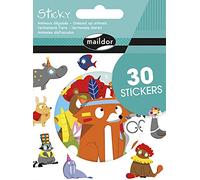 Maildor AE176C- Sticky STICKERS - 30 PRE-CUT STICKERS - Large Size for easy peeling - DEGUISED ANIMALS THEME - Children's Creative and Leisure Activity - DIY