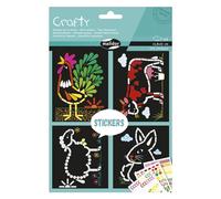 Maildor AF036C - Crafty kids' creative kit - 3 Stickers boards + 4 BLACK BACKGROUND DECORDS 14,8x21 cm - FARM ANIMALS - Children's Creative and Leisure Activity