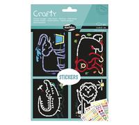 Maildor AF037C - Crafty kids' creative kit - 3 Stickers boards + 4 BLACK BACKGROUND DECORDS 14,8x21 cm - WILD ANIMALS - Children's Creative and Leisure Activity