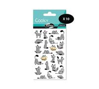 Maildor CY015Opack - 1 Pack of Cooky 3D Stickers 1 Sheet 7.5 x 12 cm, Small Cats (15 Stickers) - Pack of 10