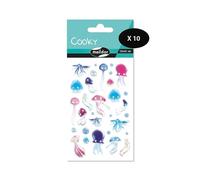 Maildor CY099Cpack - Cooky 3D STICKERS - LOT OF 10 sheets 12x8 cm - 310 stickers - JELLYFISH THEME - Children's Arts and Crafts Accessories - Creative