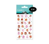 Maildor CY107Cpack Pack of 10 Cooky 3D Stickers 1 Sheet 7.5 x 12 cm, Octopus (42 Stickers)