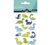 Maildor - Ref CY006O - Cooky Stickers (Single Sheet) - 7.5 x 12cm - Cute Dinosaurs Designs - Approximately 14 Stickers, 3D Stickers, Suitable for Children Aged 3+