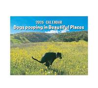 MaiLence Pooping Dogs Calendar 2026, Funny Dog Calendar 2026 Dogs Pooping in Beautiful Places, Pooping Dogs Calendar 2026, Animals Pooping Dog Calendar 2026 (Green)