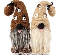 Mailin 2Pcs Dog Gnomes Puppy Doll Gnomes Plush Handmade Scandinavian Swedish Tomte Ornament Gnome Decorations for Home Tiered Tray Décor