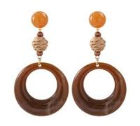 Maillard-Tone Amber Resin & Textured Bead Hoop Earrings, Hepburn-Style Statement Drop Earrings for Women, Niche Luxe Fall Winter Ear Jewelry