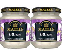 Maille Aioli Sauce garlic sauce with lemon zest and black pepper perfect with steak, chicken, fish and vegetables 185 g (Pack of 2)