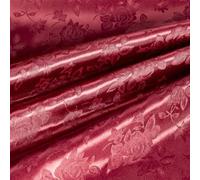 MaiMaiSuan Burgundy Satin Floral Jacquard Fabric, 60" Wide, 3 Yards