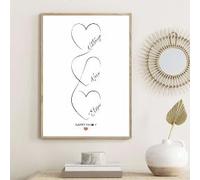 MAIMANG Heart Posters With First Names Family Personalized Poster Custom Lovers Art Print Nordic Wall Picture Canvas Painting Decor(40x60cm/Frameless)