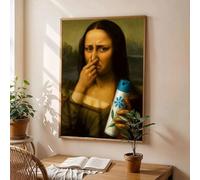 MAIMANG Mona Lisa Funny Canvas Print Poster Vintage Abstract Art Prints Wash Room Bathroom Toilet Hallway Wall Art Home Decor Poster(40x60cm/Frameless)