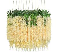 Maimeili 12PCS Real Touch Artificial Wisteria Flowers for Festivals Bouquet Wedding Bride Shower Blessing Decoration Outdoor Party Home Garden