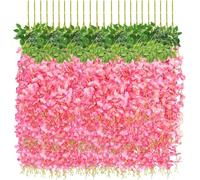 Maimeili 12PCS Real Touch Artificial Wisteria Flowers for Festivals Bouquet Wedding Bride Shower Blessing Decoration Outdoor Party Home Garden