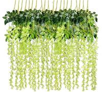 Maimeili 12PCS Real Touch Artificial Wisteria Flowers for Festivals Bouquet Wedding Bride Shower Blessing Decoration Outdoor Party Home Garden