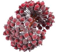 Maimeili 400 PCS Natural Artificial Holly Frosted Berries on 200 Wire Stems for Christmas Tree Decorations Wreath Craft Use Wedding Party Favor Home Bathroom Table Vase Filler