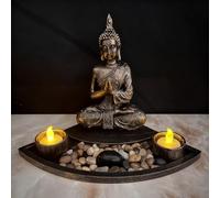 Maimeili Buddha Statue Candlestick Holders Style Retro Incense Burner Tea Light Zen Statue Suitable for Meditation Feng Shui and Home Festival Decor Bring Good Luck