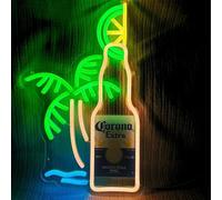 Maimeili Corona Extra Beer Palm Tree UV Print Neon Sign for Man Cave Bedroom Room Lights Neon Light Up Signs Decorations Birthday Party