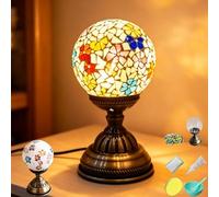 Maimeili DIY Kit Mosaic Night Light Corded Turkish Table Lamp USB Powered Bedside Lamps for Home Decor Kitchen Bathroom Office Birthday Dining Table