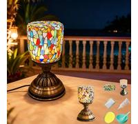 Maimeili DIY Kit Mosaic Night Light Corded Turkish Table Lamp USB Powered Bedside Lamps for Home Decor Kitchen Bathroom Office Birthday Dining Table