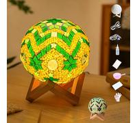 Maimeili DIY Kit Turkish Mosaic Lamp Night Light with Handmade Mosaic Glass Wooden Base Bedside Lamps USB Power Moroccan Lantern for Living Room Decorations