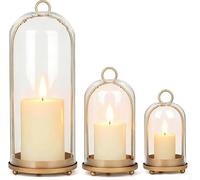 Maimeili Glass Candle Holder Hurricane Candle Lantern Decorative Candle Fits Standard Tealight for Table Wedding Dinning Centerpieces Party Supplies Farmhouse Home Decor（NO Candles）