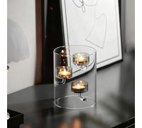 Maimeili Glass Candle Holder Hurricane Crystal Decorative Candle Fits Standard Tealight for Table Wedding Dinning Centerpieces Party Supplies Home Decor