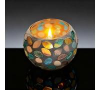 Maimeili Glass Candlestick Romantic Mosaic Broken Candlelight Aromatherapy Candle Bowls for Valentine's Day Christmas Thanksgiving Tables Center of Party Decorations(NO Candles)