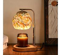 Maimeili Glowing Mosaic Candle Warmer Lamp with Timer Dimmable Light Glass Globe Antique Base Festive Decor for New Home Kitchen Office(NO Candles)