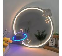 Maimeili LED Mirror Neon Lights Dressing Up Mirror Cat/Shine Heart/Bat/Butterfly Shape Neon Signs Modern Home Girl Room Bathroom Salon Wall Art Decor Gift For Girlfriend USB Powered