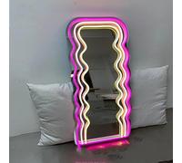 Maimeili LED Mirror Neon Lights Dressing Up Mirror Cat/Shine Heart/Bat/Butterfly Shape Neon Signs Modern Home Girl Room Bathroom Salon Wall Art Decor Gift For Girlfriend USB Powered