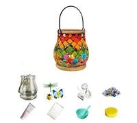 Maimeili Mosaic Candle Holder DIY Kits Stained Glass Handmade Candlestick with Handle Tealight Instruction Manual Decor for Home Lighting Birthday Christmas(NO Candles)