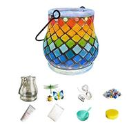 Maimeili Mosaic Candle Holder DIY Kits Stained Glass Handmade Candlestick with Handle Tealight Instruction Manual Decor for Home Lighting Birthday Christmas(NO Candles)