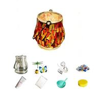 Maimeili Mosaic Candle Holder DIY Kits Stained Glass Handmade Candlestick with Handle Tealight Instruction Manual Decor for Home Lighting Birthday Christmas(NO Candles)
