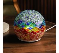 Maimeili Oval Boho Turkish Exotic Mosaic Rotatable Table Lamp with USB Handmade Moroccan-Style Bohemian Retro Lamp for Bedroom Christmas Office Art Decor
