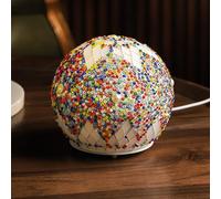 Maimeili Oval Boho Turkish Exotic Mosaic Rotatable Table Lamp with USB Handmade Moroccan-Style Bohemian Retro Lamp for Bedroom Christmas Office Art Decor