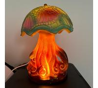 Maimeili Turkish Exotic Mosaic Mushroom Hat Table Lamp with Handmade Moroccan-Style Decorative Plastic Retro Light for Bedroom Living Room Man Cave Art Decor