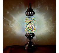 Maimeili Turkish Moroccan Desk Lamp Handmade Mosaic Glass with Bronze Base Bedside Night Light for Bedroom Living Room(LED Bulb Included)