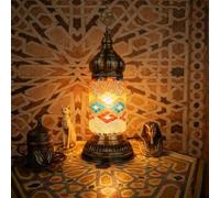 Maimeili Turkish Moroccan Desk Lamp Handmade Mosaic Glass with Bronze Base Bedside Night Light for Bedroom Living Room(LED Bulb Included)