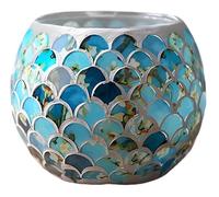 Maimeili Vintage Mosaic Glass Romantic Stained Votive Scented Candle Holder Base Tealight Candles Elegant Home Table Decor(NO Candles) for Wedding Party Christmas Church
