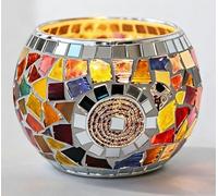 Maimeili Vintage Mosaic Glass Romantic Stained Votive Scented Candle Holder Base Tealight Candles Elegant Home Table Decor(NO Candles) for Wedding Party Christmas Church