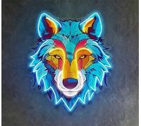 Maimeili Wolf UV Print Neon Sign for Man Cave Bedroom Room Lights Neon Light Up Signs Decorations Birthday Party