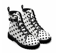 Maimeili Women Printed Ankle Boots with Flower Butterfly Skull Angel Witch Mushroom Plaid Stylish Floral Platform Lace-up Leather Combat Booties Casual Everyday Party Halloween Christmas