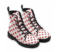 Maimeili Women Printed Ankle Boots with Flower Butterfly Skull Angel Witch Mushroom Plaid Stylish Floral Platform Lace-up Leather Combat Booties Casual Everyday Party Halloween Christmas