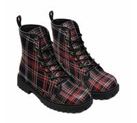 Maimeili Women Printed Ankle Boots with Flower Butterfly Skull Angel Witch Mushroom Plaid Stylish Floral Platform Lace-up Leather Combat Booties Casual Everyday Party Halloween Christmas