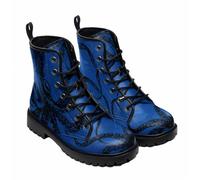 Maimeili Women Printed Ankle Boots with Flower Butterfly Skull Angel Witch Mushroom Plaid Stylish Floral Platform Lace-up Leather Combat Booties Casual Everyday Party Halloween Christmas