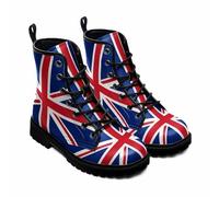 Maimeili Women Printed Ankle Boots with Flower Butterfly Skull Angel Witch Mushroom Plaid Stylish Floral Platform Lace-up Leather Combat Booties Casual Everyday Party Halloween Christmas