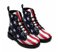 Maimeili Women Printed Ankle Boots with Flower Butterfly Skull Angel Witch Mushroom Plaid Stylish Floral Platform Lace-up Leather Combat Booties Casual Everyday Party Halloween Christmas