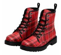 Maimeili Women Printed Ankle Boots with Flower Butterfly Skull Angel Witch Mushroom Plaid Stylish Floral Platform Lace-up Leather Combat Booties Casual Everyday Party Halloween Christmas