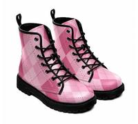 Maimeili Women Printed Ankle Boots with Flower Butterfly Skull Angel Witch Mushroom Plaid Stylish Floral Platform Lace-up Leather Combat Booties Casual Everyday Party Halloween Christmas