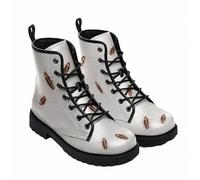 Maimeili Women Printed Ankle Boots with Flower Butterfly Skull Angel Witch Mushroom Plaid Stylish Floral Platform Lace-up Leather Combat Booties Casual Everyday Party Halloween Christmas