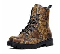 Maimeili Women Printed Ankle Boots with Flower Dragon Flower Graffiti Pattern Cookie Stylish Floral Platform Lace-up Leather Combat Booties Casual Everyday Party Halloween Christmas